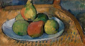 椅子に果物のプレート、1879-80 作： Paul Cézanne